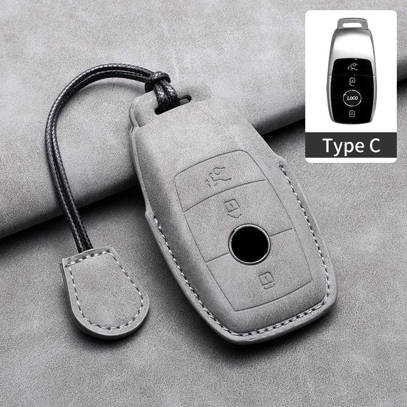 Car Key Cover for Mercedes Benz A C E S G Class GLC CLE CLA W177 W205 W213 W222 X167 AMG Leather Car Key Protective Cover