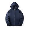 Solid Color Cotton Blends Sweatshirt Zipper Loop Knit Hooded Cardigan Jacket Loose Hoodie Team Uniform Work Advertising Hoodies Coat