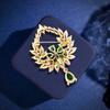 Temperament Green Water Drop Fringed Brooch High-End Gift Hollow Flower Pin Niche Ins Brooch Collar Pin Accessories