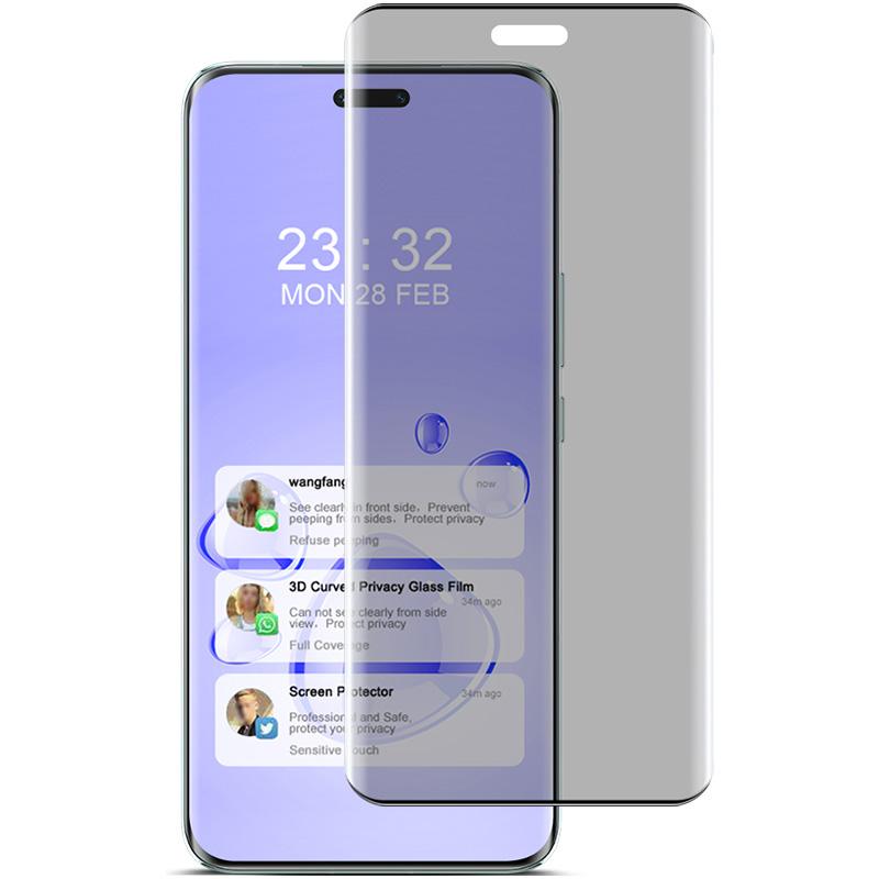 IMAK For Honor Magic6 Pro 5G/Magic6 Ultimate 5G Anti-Spy Screen Film 3D Curved Tempered Glass Full Screen Protector
