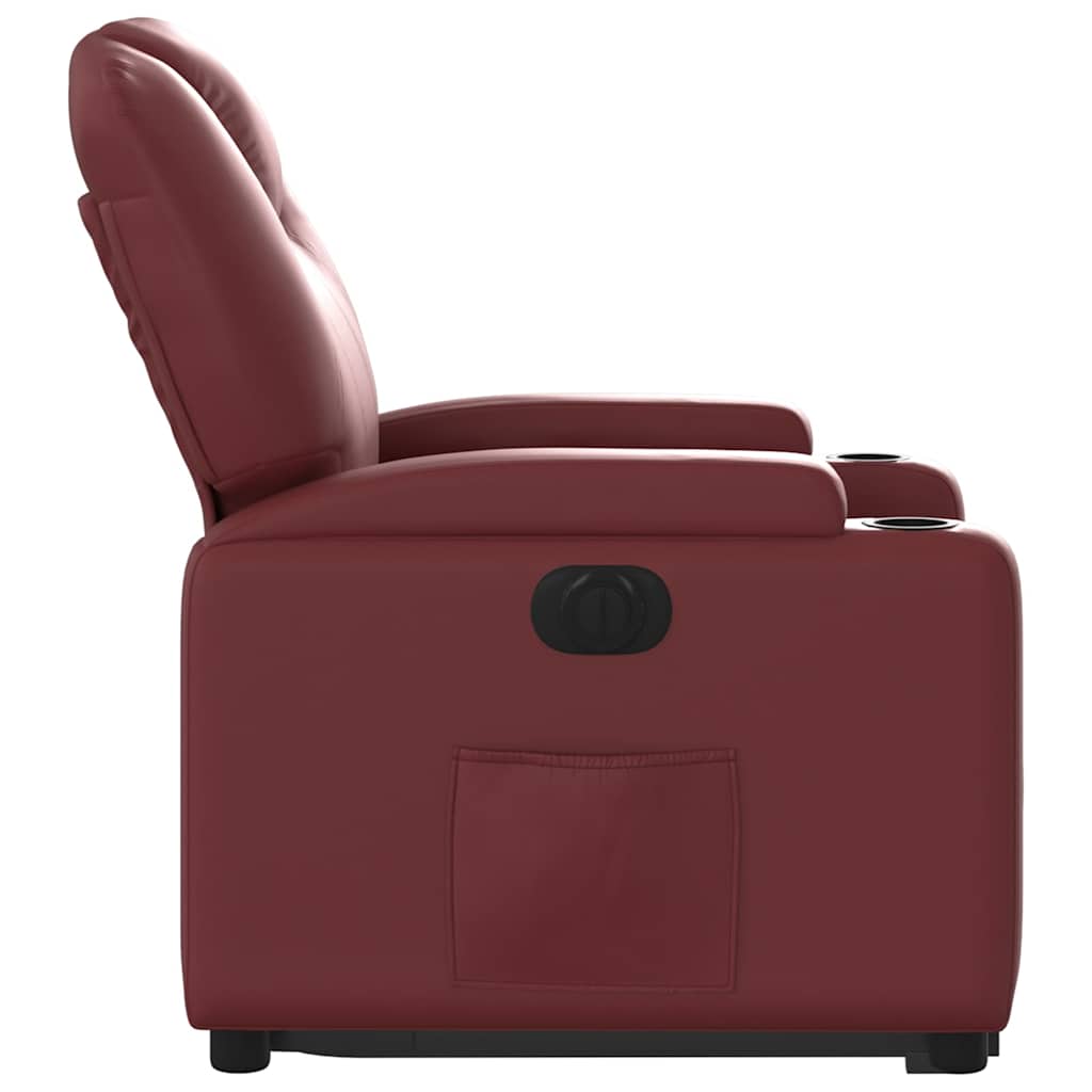 Electric Recliner Chair with Rising Function Burgundy Faux Leather