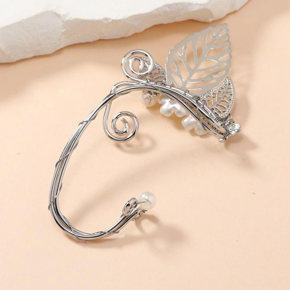 Модный универсальный без пирсинга ушей, цветок, клипса для ушной кости, женский, нишевый, простой, нерегулярный, ветки листьев, висящий на ухе