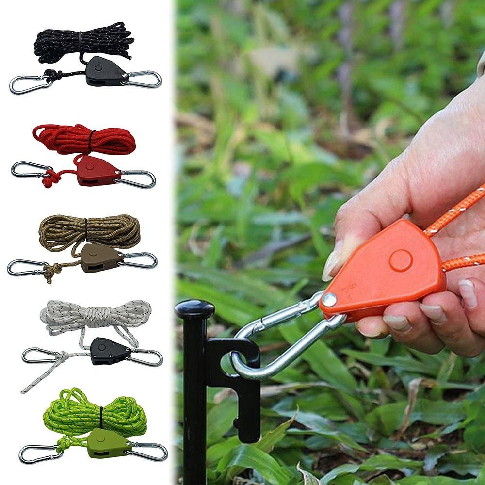 Reflective Tent Ropes 4m Pulley Tensioner Fastener Durable Camping Tent Rope Camping Accessories