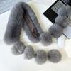 Women Scarf Solid Color Soft Imitation Fox Fur Shawl with Plush Balls Decor Autumn Winter Thickened Warm Scarf