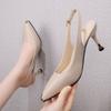 Модные женские туфли на тонком каблуке, лето 2024, новые элегантные французские остроносые босоножки для девушек с тонким каблуком и металлическим бантом, танцевальная обувь