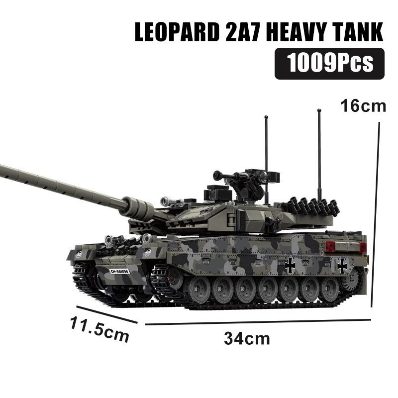 Military WW2 Leopard 2A7 Heavy Tank Building Blocks Technical Merkava Main Battle Tank Army Weapons Bricks Toy For Children Gift