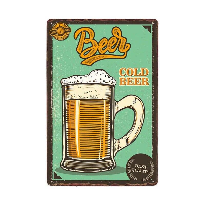 Винтажная металлическая пластина для пива, картина, настенный декор, металлический знак для бара, паба, ретро-плакат, доска 20x30 см