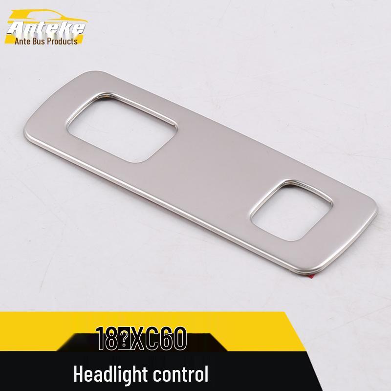 Fits XC60: Stainless Steel Headlight Control Trim, Switch Adjustment Patch for 18 Models.