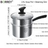 BORREY2.5L Суповая кастрюля, кастрюля для молока, пароварка, утолщенная металлическая кастрюля, универсальные кастрюли для приготовления пищи, кастрюля для индукционной плиты, газовая плита, паровая кастрюля, посуда