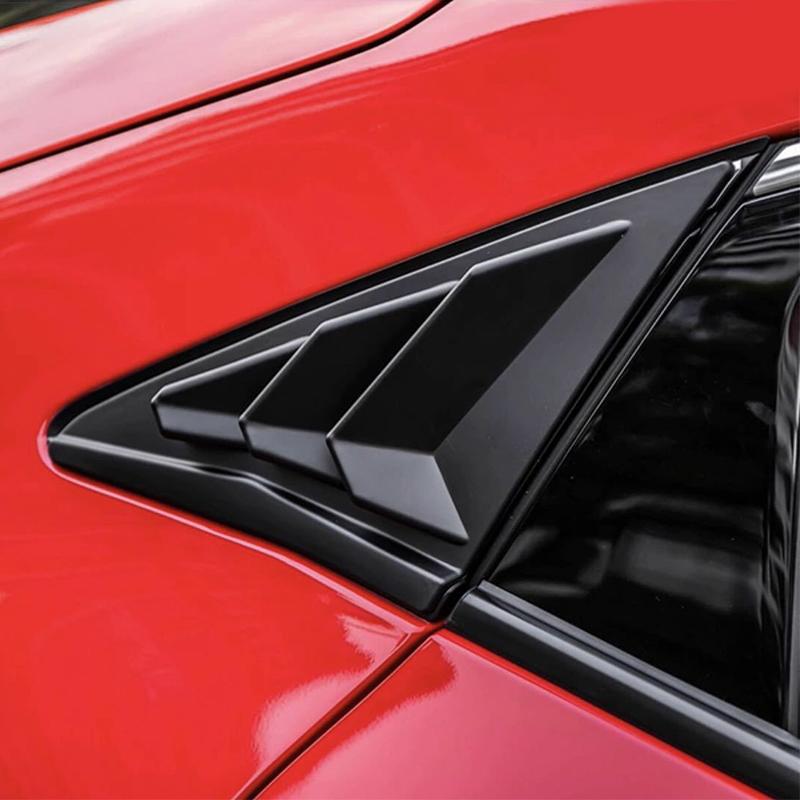 For Honda Civic Type R Hatchback ABS Rear Quarter Panel Window Side Louver Black Carbon Fiber Color Vent Sticker Cover