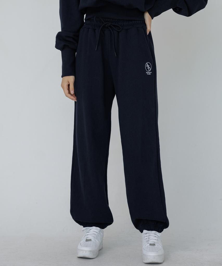 AWESOME STUDIO Women'S Signature Embroidered Sweat Jogger Pants Vintage Navy