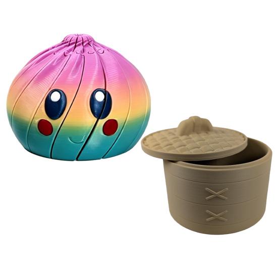 3D-печатная игрушка-закручивающийся пельмень, скользкая мультяшная игрушка-паровая булочка, шар из теста с шарнирами, вращающийся по спирали, игрушка-антистресс