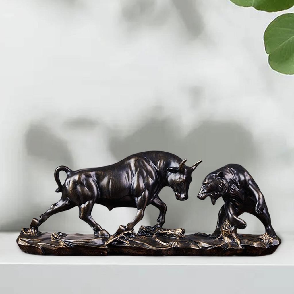 Статуя медведя и быка, фигурка боя, коллекционный орнамент, декор тонкой работы, корова