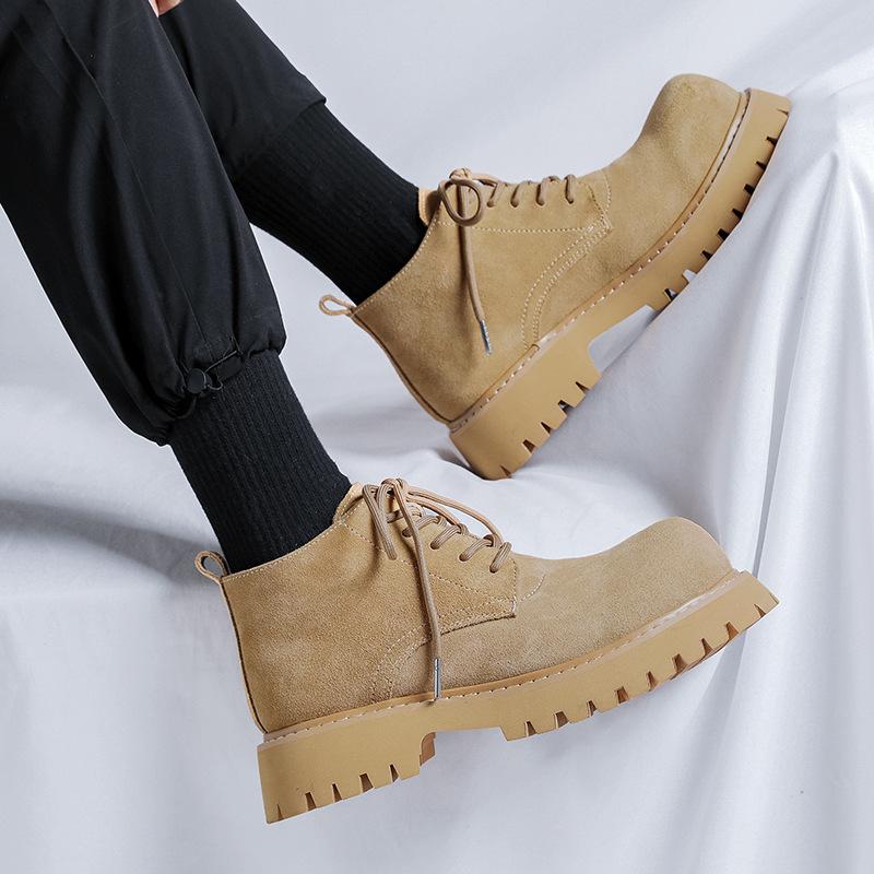 Низкие ботинки Martin мужские ретро-обувь с усиленными каблуками дерби 2024 новые бархатные мужские ботинки на платформе 4727-R