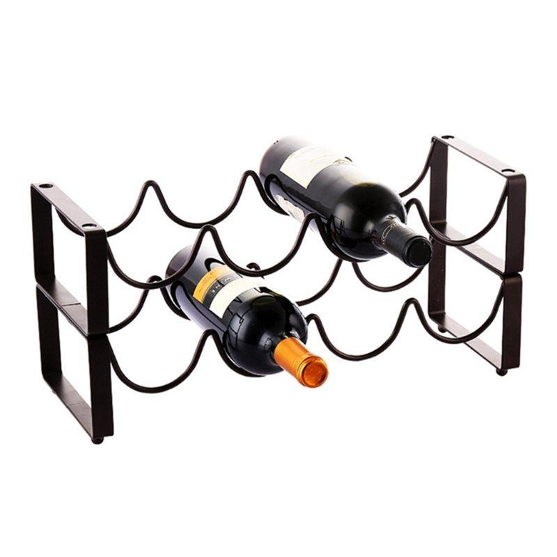 Practical-Wine Bottle Rack Free Standing Wrought Iron 4-Bottle Stackable Design For Holiday Gift Storage Holders For Birthday An