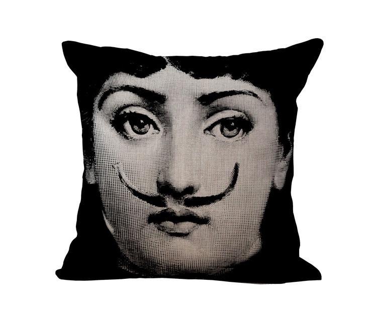 Винтажная льняная наволочка Piero Fornasetti с лицом, наволочка для диванной подушки, поясничная подушка, новый чехол