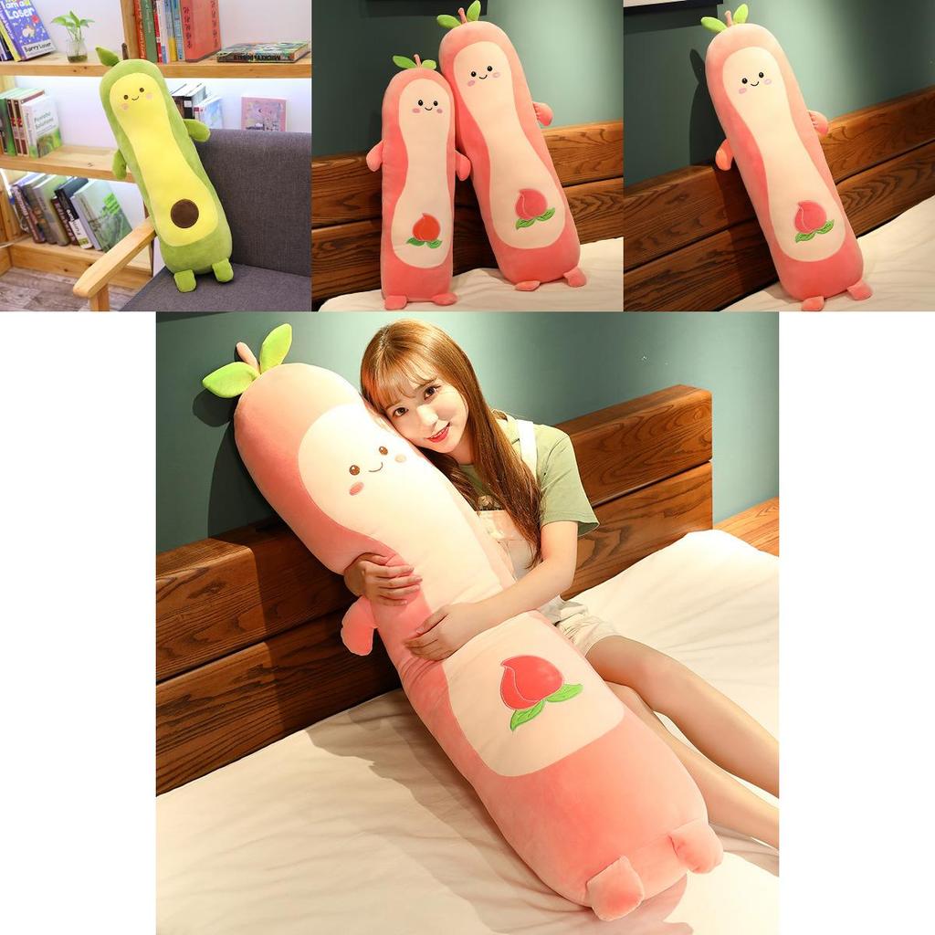 Over Sized Peach Avocado Plush Pillow With Short Hair Fabric For Kids Bedroom Comfort