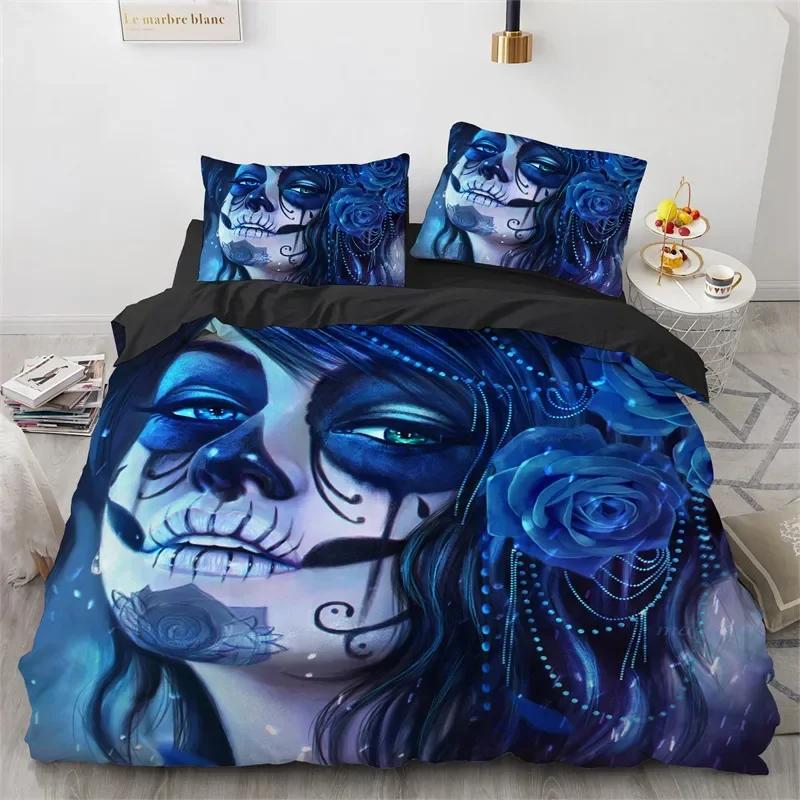 3D Print Skull Vintage Sugar Skull Girl Comfortable Duvet Cover Pillowcase Bedding Set Children Bedroom Decoration Home Textile