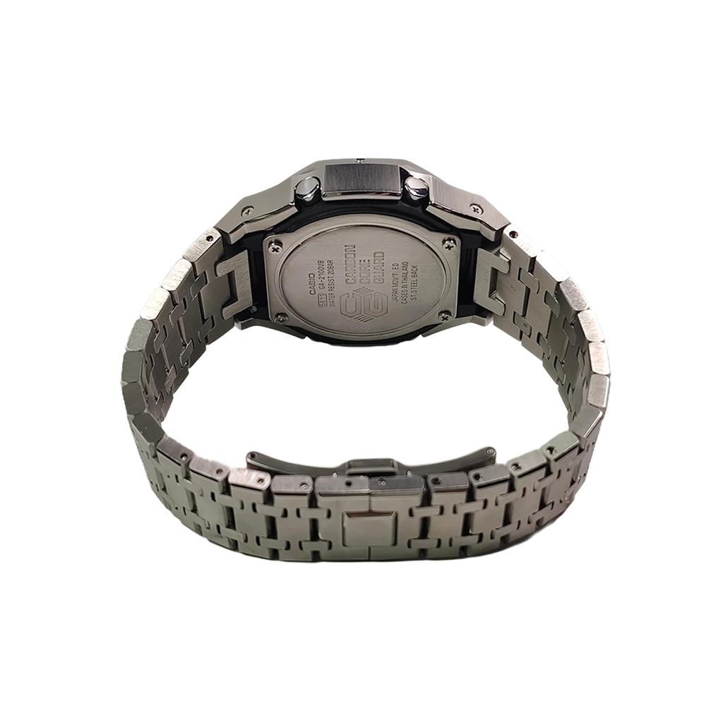 Casio Коллекция Custom GA2100 Кварцевый механизм Ремешок из нержавеющей стали Часы Мужские Часы Черный циферблат GA-2100SKE-7A(Watch3--)