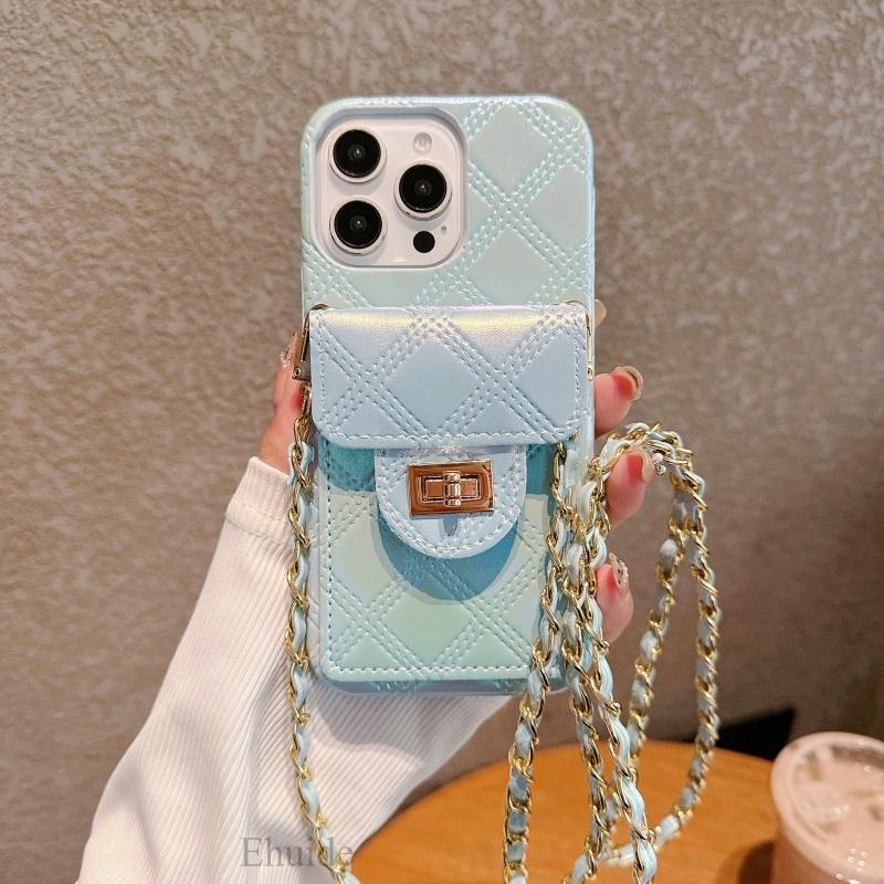 Wallet Case for iPhone 16 14 13 11 12 15 Pro Max Plus 16 Pro PU Leather Metal Crossbody Lanyard Strap Card Bag Hard Cover