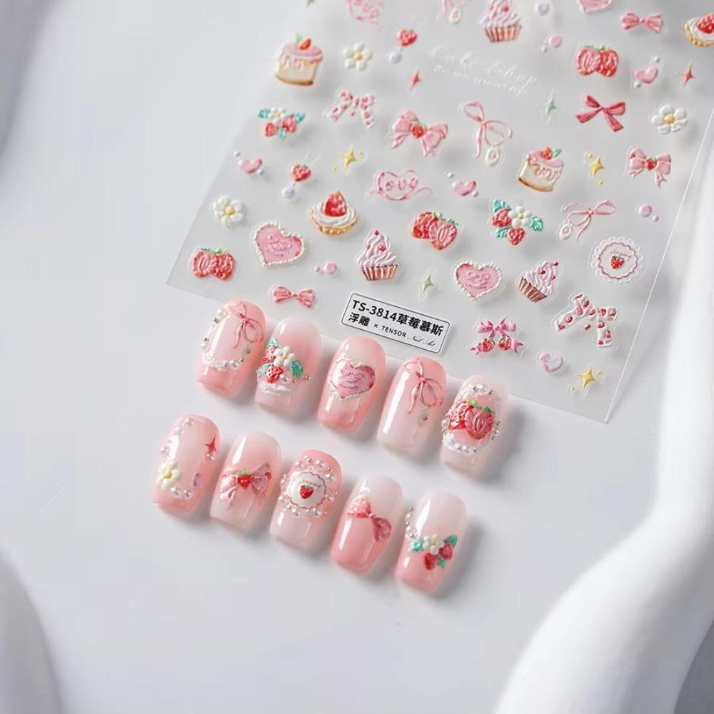 Muffin Cream Cake Ice Cream Nail Art Stickers Lovely Strawberry Cup Stickers Cute Manicure Decals