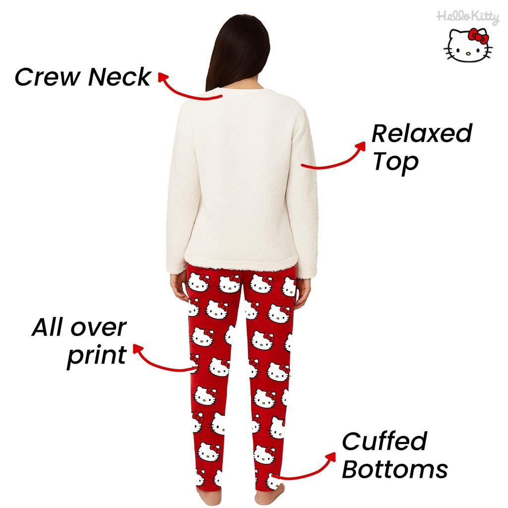 Hello Kitty Womens/Ladies Fleece Long Pyjama Set