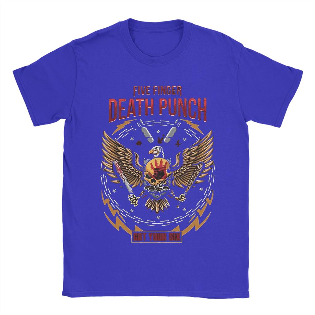 Five Finger Death Punch T Shirts for Men Pure Cotton Novelty TShirt Round Neck Tee Shirt Short Sleeve Tops Plus Size