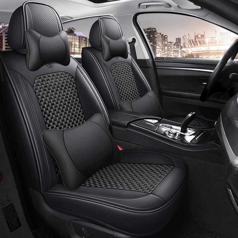 Ice Silk Breathable Leather Car Seat Cushion - Universal Fit, All-Season, Fully Surrounding Design