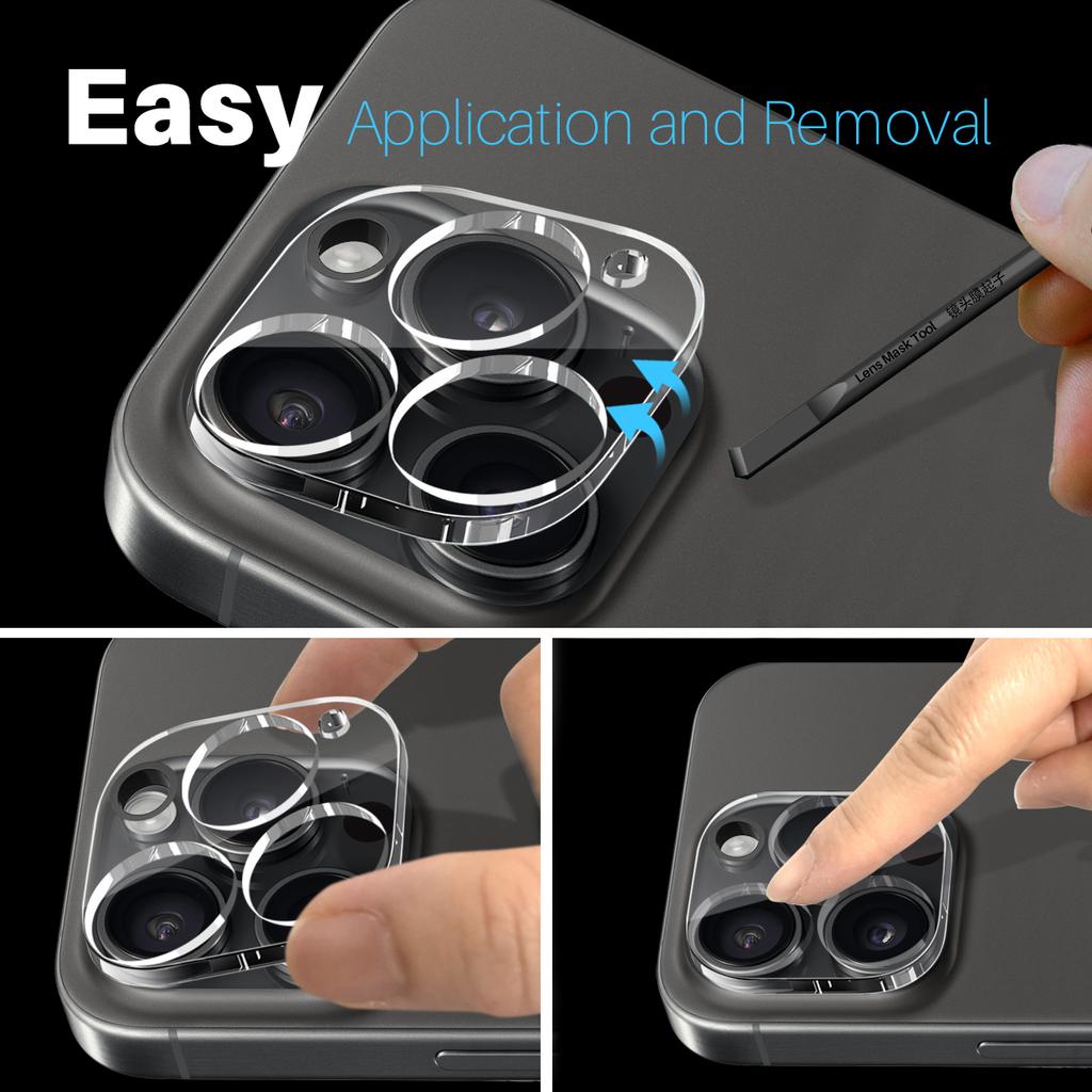 NORTHJO For iPhone 15 Pro/15 Pro Max Clear Camera Lens Protector Tempered Glass 3D Full Coverage