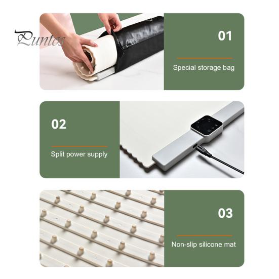 Силиконовый электрический подогреваемый лоток, портативный рулонный подогреватель для еды, 5 настроек температуры, автоматический отключающийся коврик для подогрева еды, вилка стандарта США