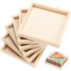 6 Pcs Wooden Trays Hexahedral Painting Special Storing Trays Blocks Puzzle Trays Wood Panel Boards Kids Toys Craft Supplies