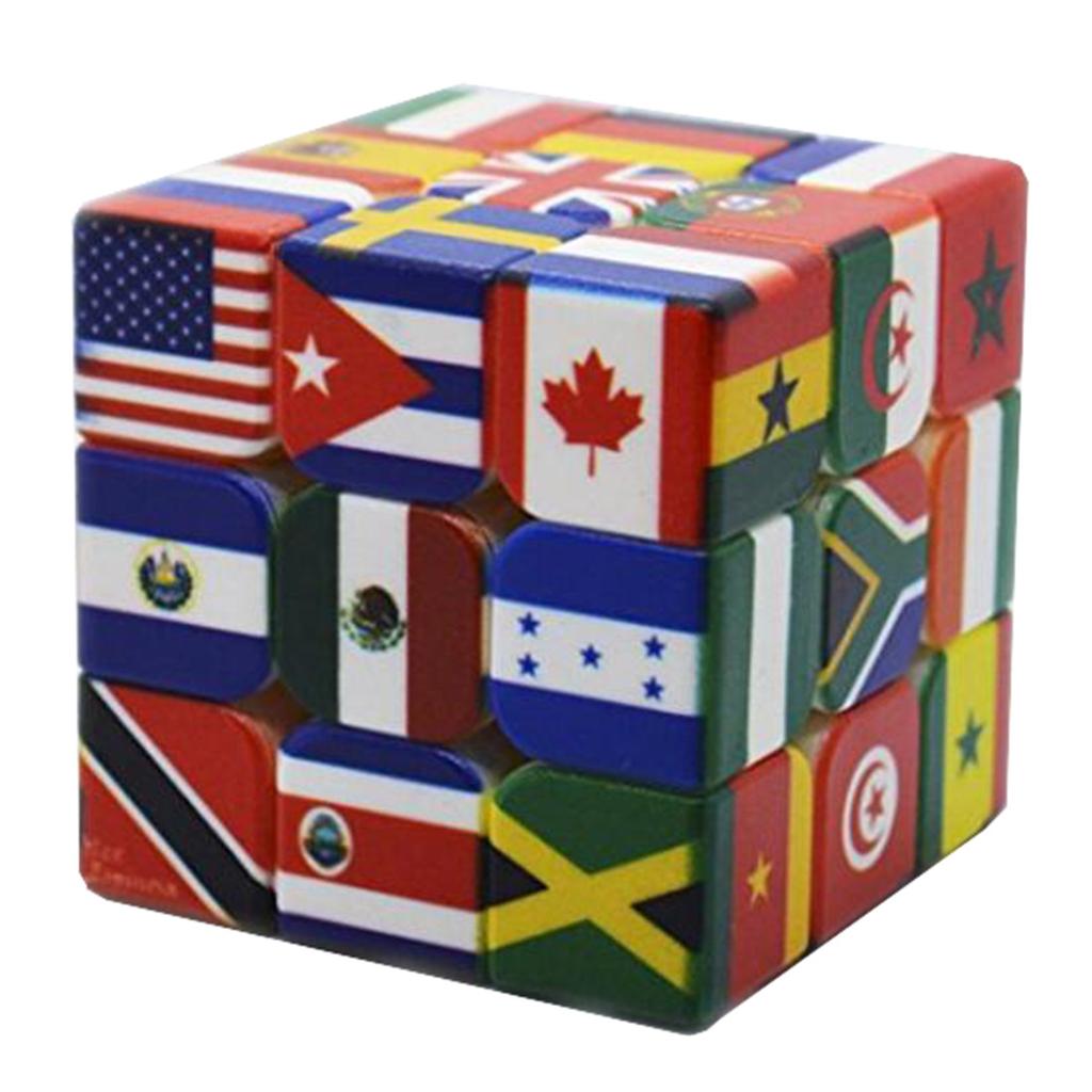 3x3x3 Magic Puzzle Cube Printing National Flag Pattern Packing Cubo Childrens Gifts Educational Fidget Speed Cube Toys For Kids