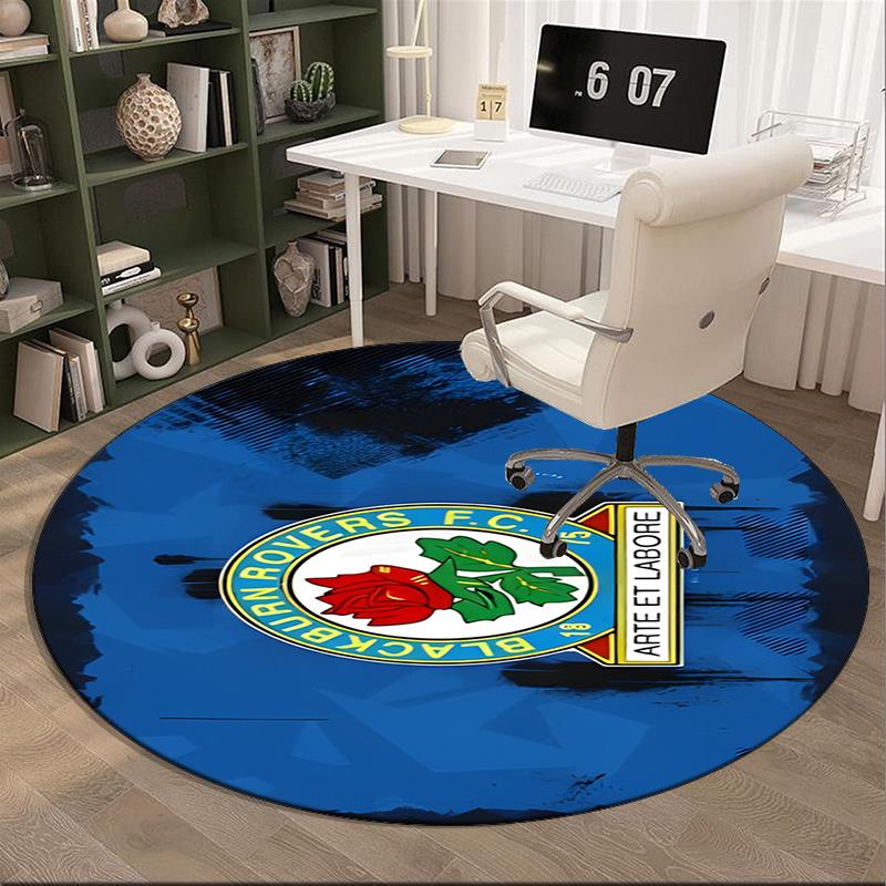 1PC round rug Rovers Crest Football Club Printed Round Area Rug ,Rug For Home Office, Round Chair Rug, Decorative Carpet Fan gifts Christmas gift