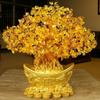 Yellow Feng Shui Crystal Gem Stones Fortune Money Tree Decor Wealth Blessing