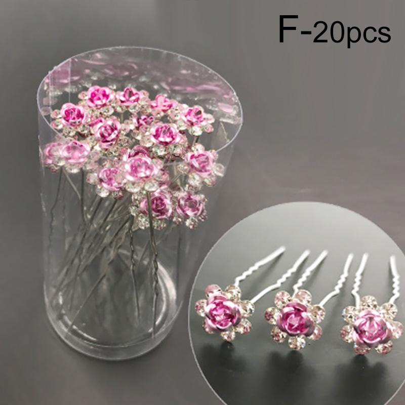 20 шт. свадебные шпильки модные стразы роза цветок заколки для волос головной убор U-образные заколки заколки для волос палочка для волос