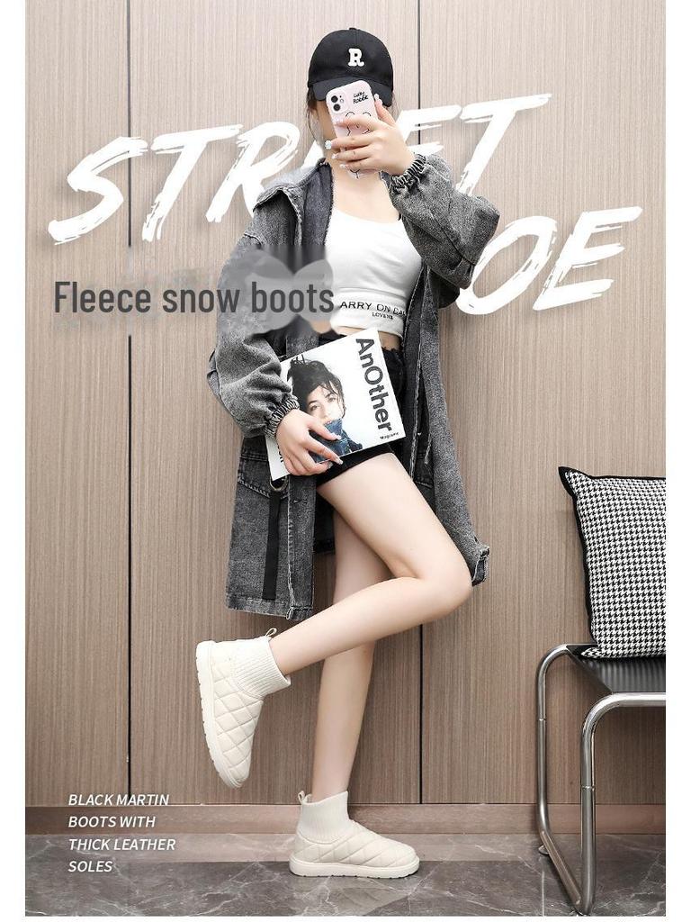 Женские зимние ботинки, увеличивающие рост BRM881, 2024 г. — однотонные, универсальные, с модной и теплой бархатной подкладкой