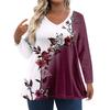 Женские топы больших размеров с длинным рукавом рубашки с V-образным вырезом повседневная одежда одежда топы с принтом футболки женские