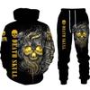 Punk Skull 3d Printed Men's Hooded Sweatshirt Set Autumn And Winter Men's Sportswear Tracksuit Plus Size Men's Clothing Suit