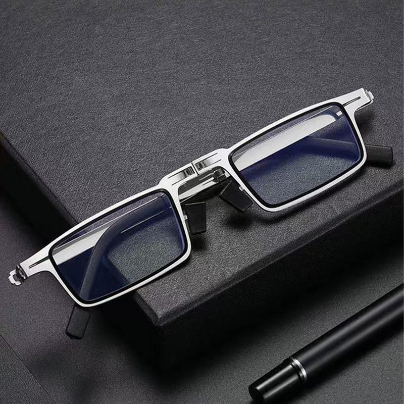 Portable Smart Folding Reading Glasses Blue Light Blocking for Men Metal Round Square Elder Eyeglasses Diopters Presbyopia