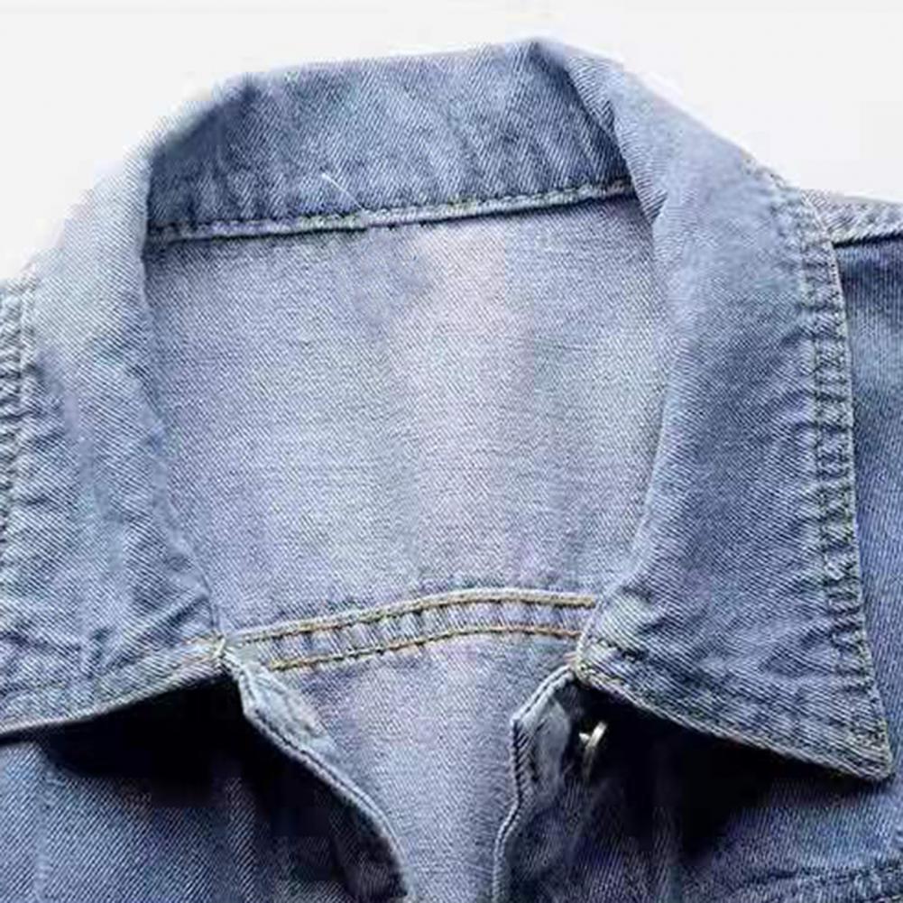 Women Denim Jacket Lapel Flap Pockets Denim Coat Single Breasted Casual Short Coat Lady Outerwear Plus Size
