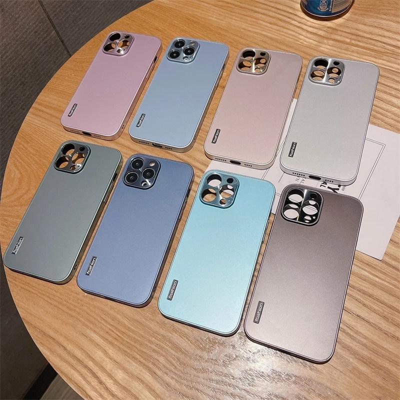Тонкий однотонный акриловый чехол для телефона iPhone 7 8 Plus X Xs Xr, металлический алюминиевый защитный чехол для камеры iPhone 13 11 12 14 Pro Max