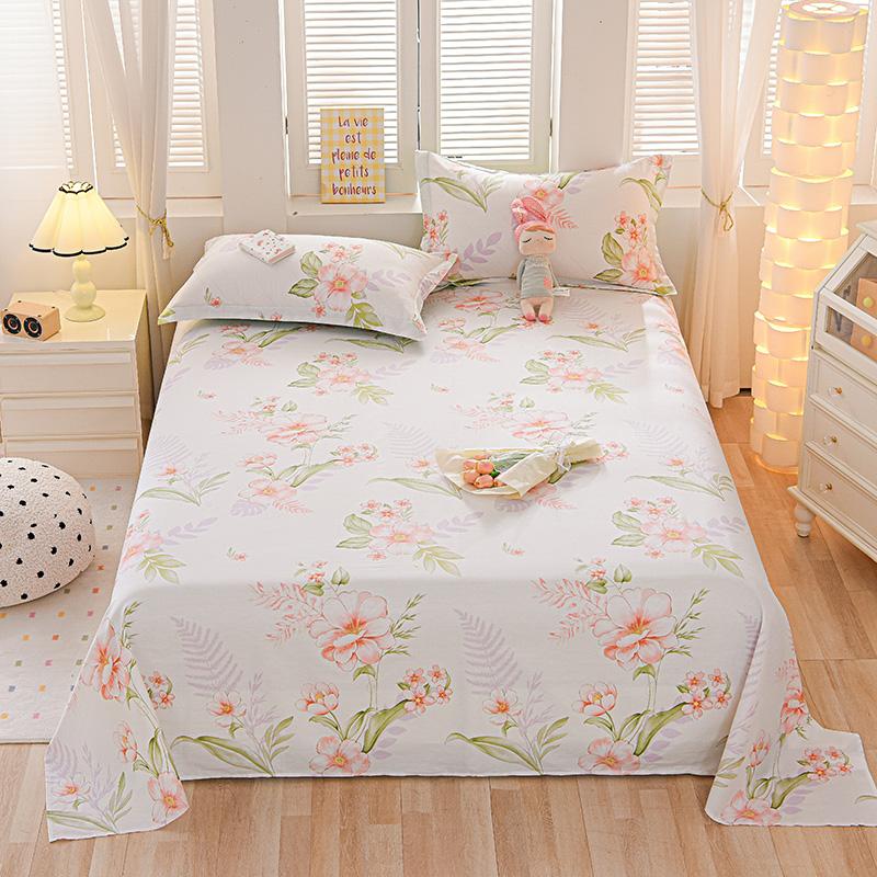 Cute Cartoon Panda Flat Sheet Kawaii Love Heart Bed Sheet Set for Girls Boys Room Decor Cotton Twin Bed Cover with 2 Pillowcase