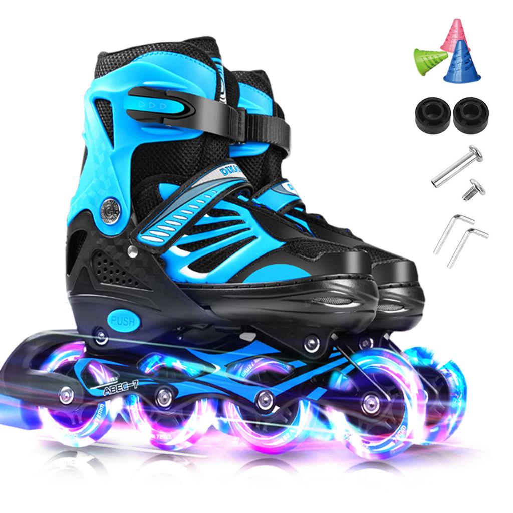 Adjustable Illuminating Inline Skates with Light Up Wheels for Kids and Youth Girls Boys Inline
