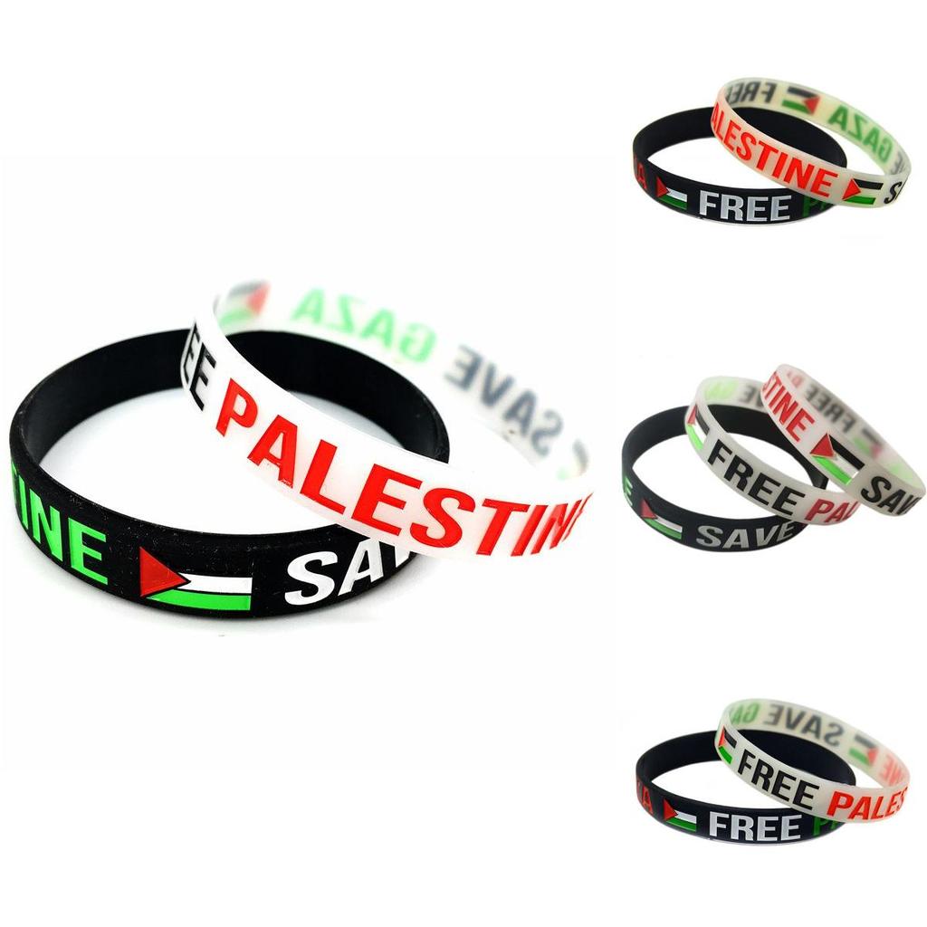 Уникальный силиконовый браслет-браслет Free Palestine, привлекающий внимание, в черно-белом цвете