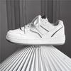 White Sneakers Trend Fashion Lace Up All-match PU Leather Casual Comfortable Walking Board Shoes 39-44