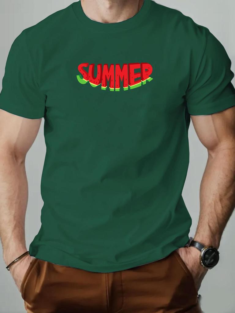 Mens cotton Tshirt watermelon character SUMMER summer round neck short sleeve graphic breathable fashion casual Tshirt