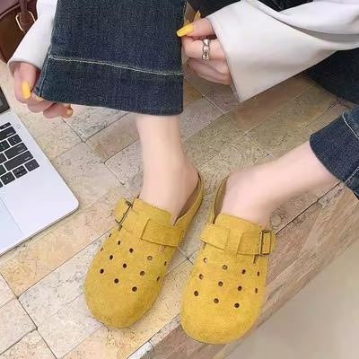 Баотоу полушлепанцы женские дырчатые туфли новые ленивые крутые шлепанцы толстая подошва летняя обувь на педали