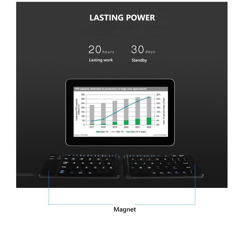 Легкая, русская/английская складная Bluetooth-клавиатура, складная беспроводная клавиатура для