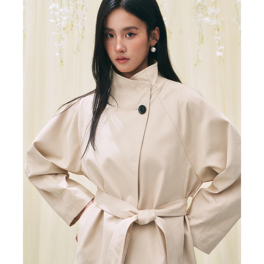 Early Spring New Retro Barn Style Versatile Stand-up Collar Small Medium and Long Trench Coat Women