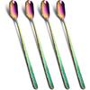 YFWOOD 9.1-Inch Long Handle Iced Tea Spoon, Ice Cream Spoon, Long Coffee Spoons, Stainless Steel Cocktail Stirring Spoons - Set of 4 (Silver)